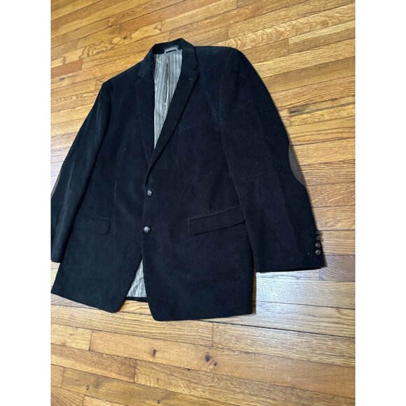 Chaps Men's Corduroy Blazer Jacket Sz 48L Black 2 Button 100% Cotton Sport Coat - Picture 2 of 6